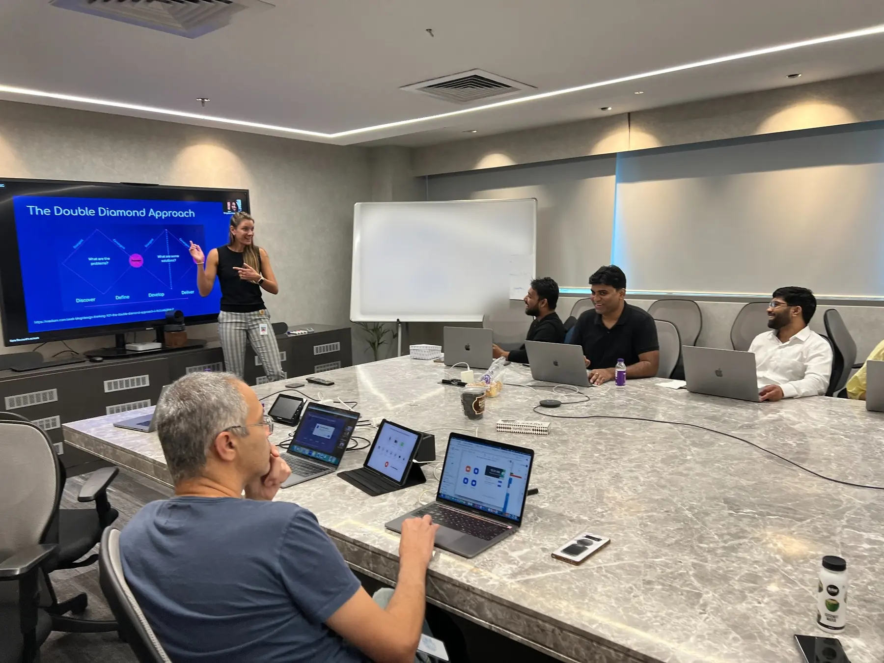 Sara facilitating a design workshop with colleagues in India